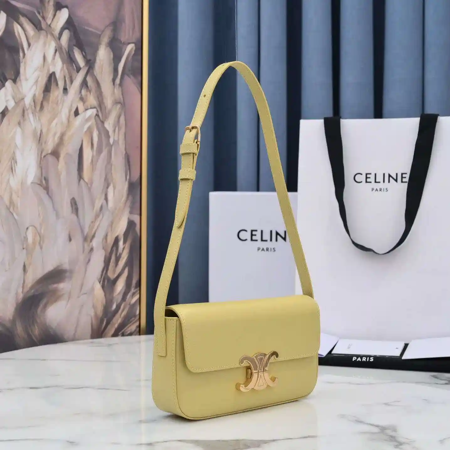 Tui Xach Celine Triomphe Mau Vang Tuoi Sieu Cap Da Min 20x12cm 5